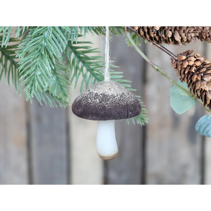 Velurová vánoční ozdoba Mushroom Mocca 7 cm