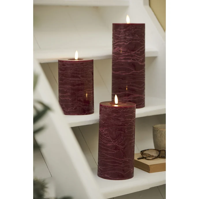 LED svíčka Pillar Dark Red 20 cm