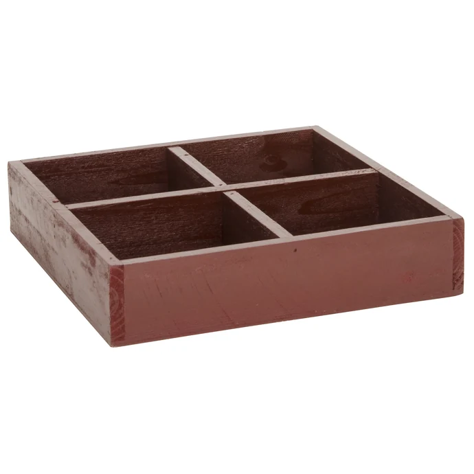 Úložný dřevěný box s přihrádkami - červený