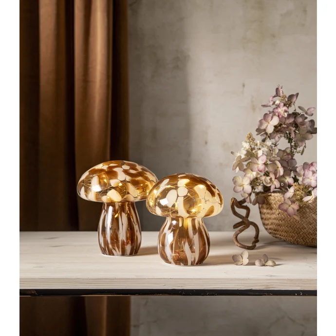 Svítící LED dekorace Fungi Brown Glass 17 cm