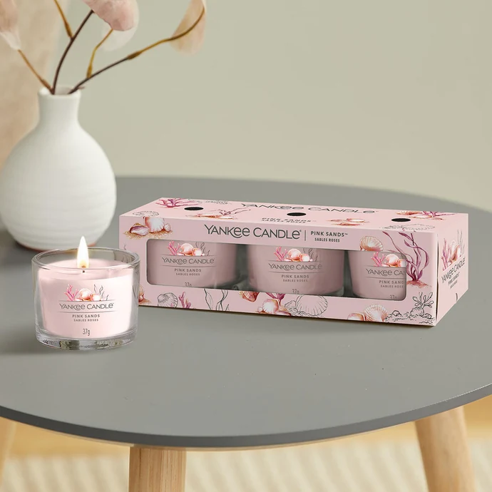 Votivní svíčka ve skle Yankee Candle 3 ks - Pink Sands