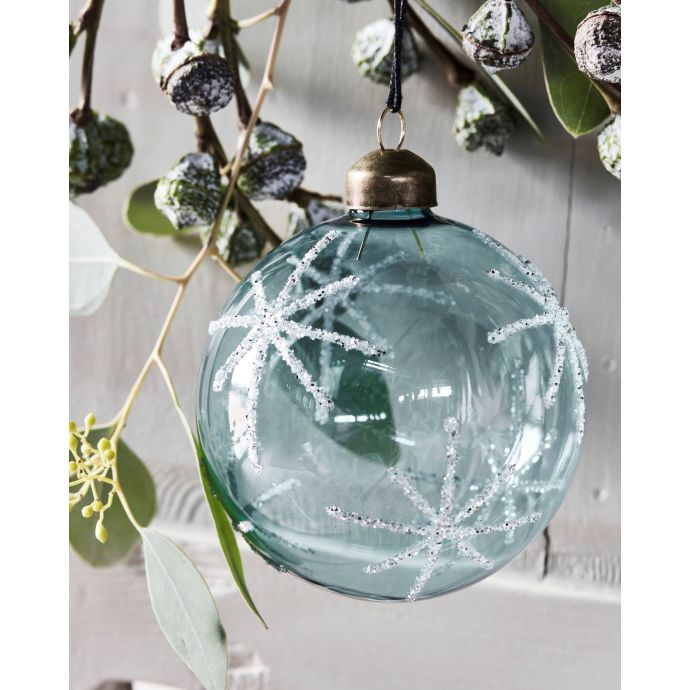 Skleněná vánoční ozdoba Star Light Blue 8 cm