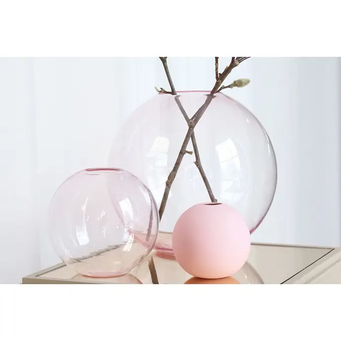 Kulatá skleněná váza Ball Glass Pink 25cm