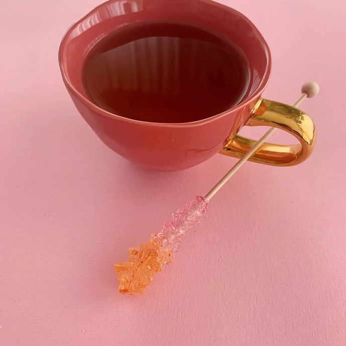 Dřevěné cukrové míchátko do čaje Pink