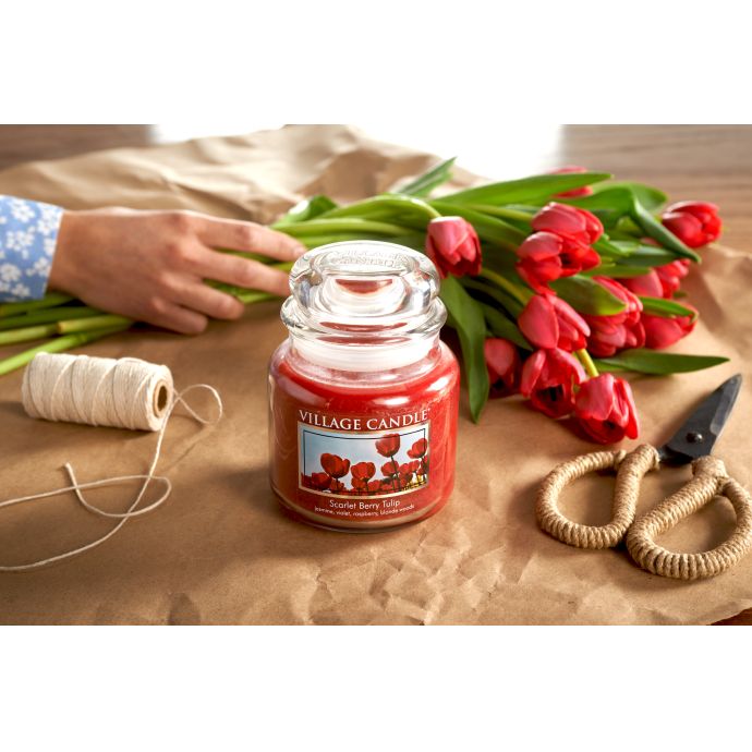 Svíčka ve skle Scarlet berry tulip - střední