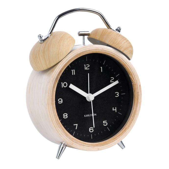 Designový budík Classic Bell Wood/Black