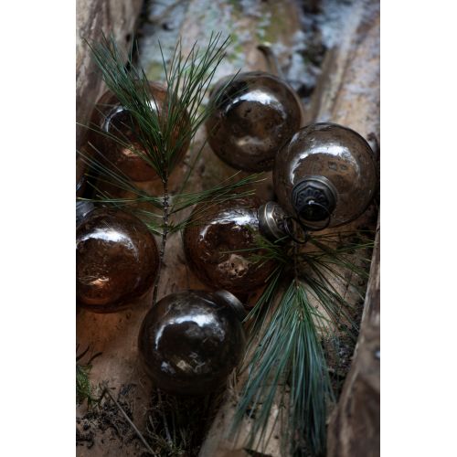 Vánoční baňka Pebbled Glass Chocolate Mini - set 8 ks