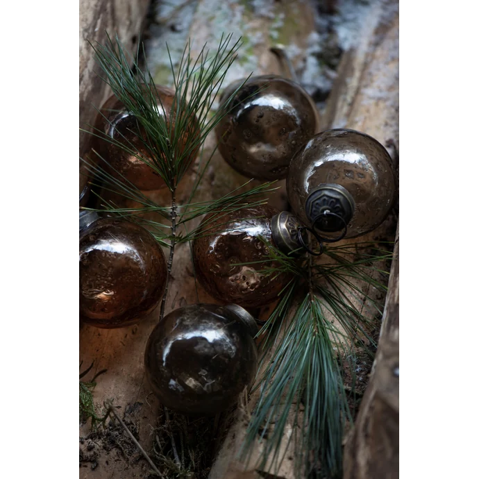 Vánoční baňka Pebbled Glass Amber Mini - set 8 ks