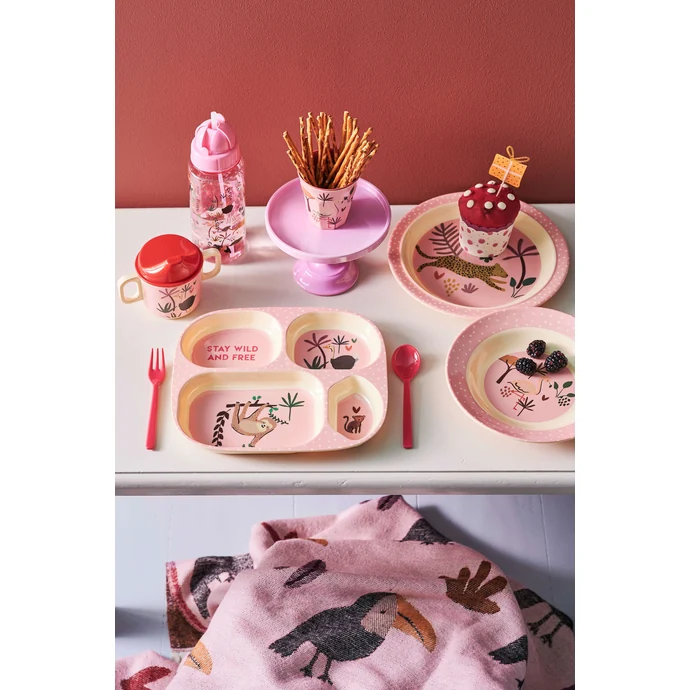 Melaminový talíř se 4 přihrádkami Jungle Animal Pink