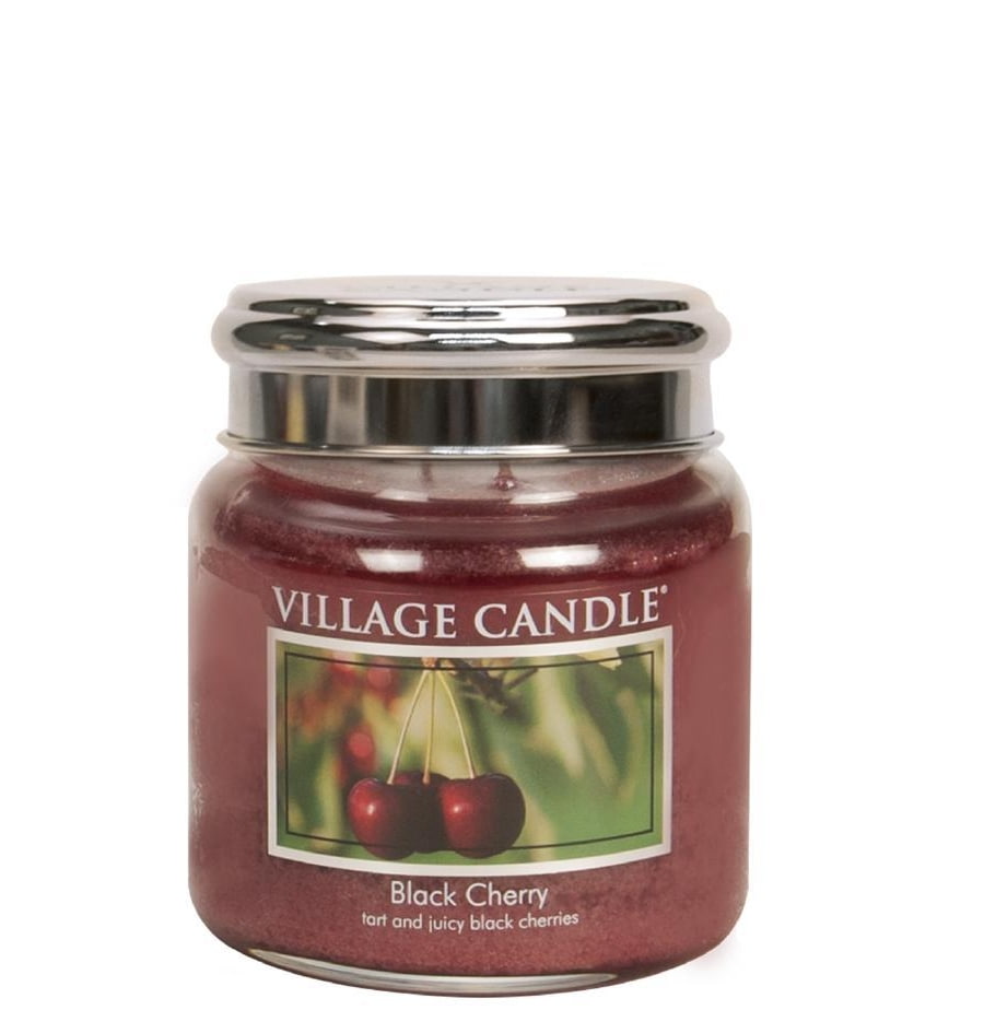 VILLAGE CANDLE Svíčka Village Candle - Black Cherry 389g, červená barva, sklo
