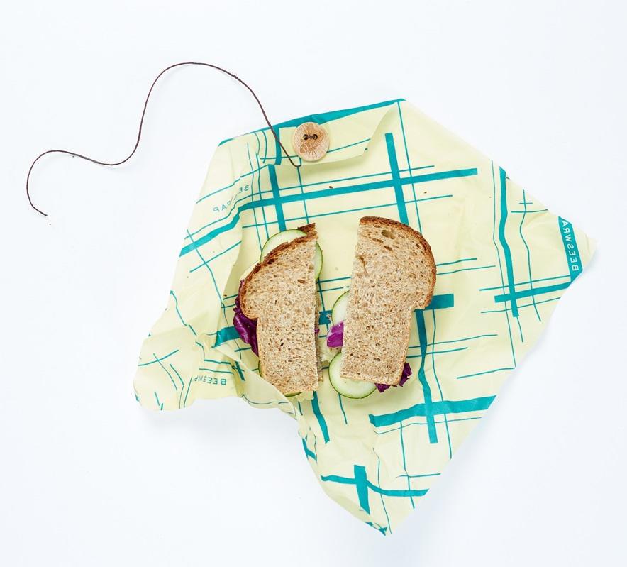 Bee's Wrap Ekologický potravinový ubrousek Sandwich Green, zelená barva, žlutá barva, textil