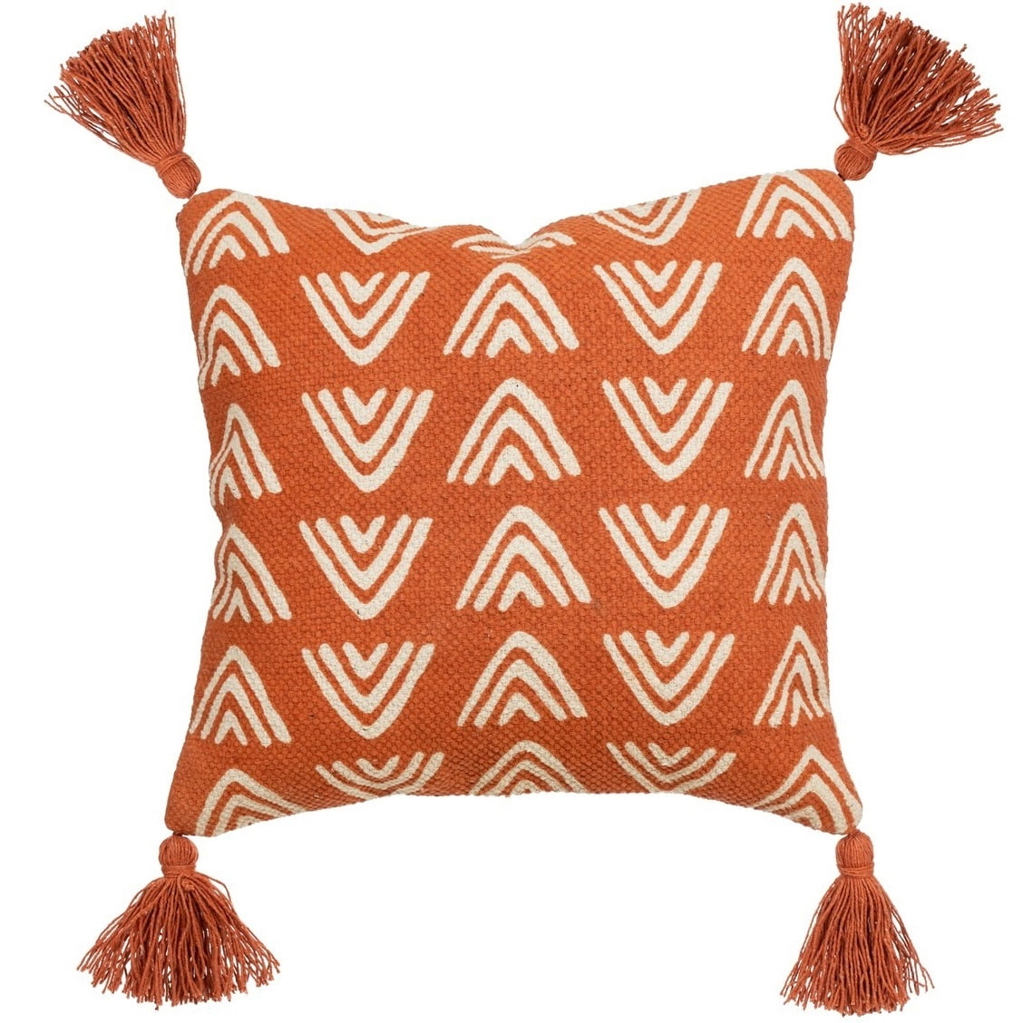 sass & belle Povlak na polštář s výplní Triangles 40x40cm, oranžová barva, bílá barva, textil