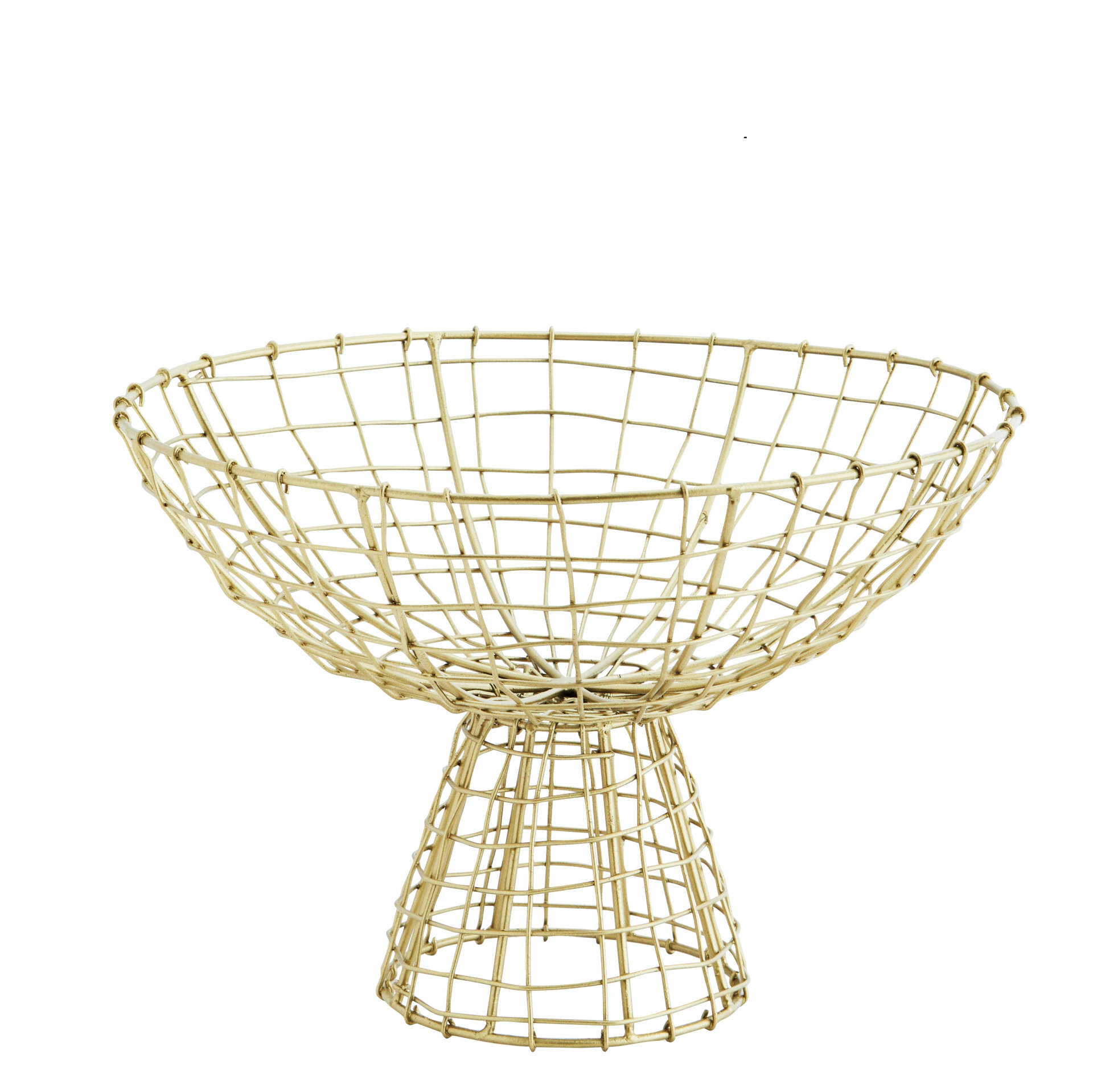 MADAM STOLTZ Drátený košík na nožce Wire Antique Brass, zlatá barva, kov