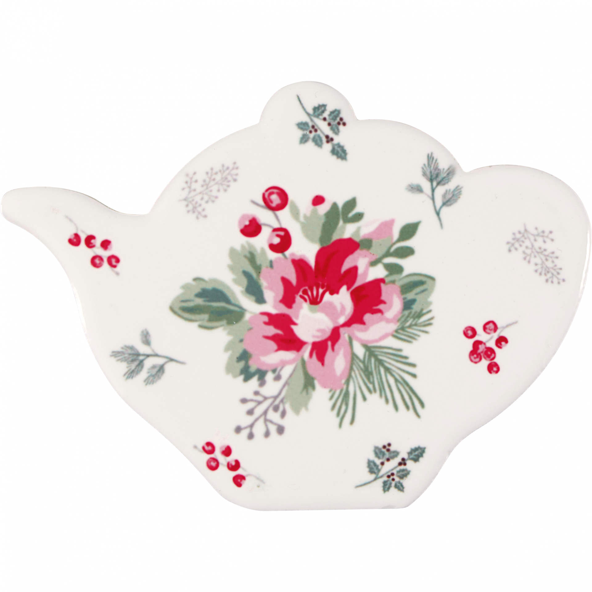 GREEN GATE Keramický magnet Charline White - set 4 ks, růžová barva, bílá barva, keramika