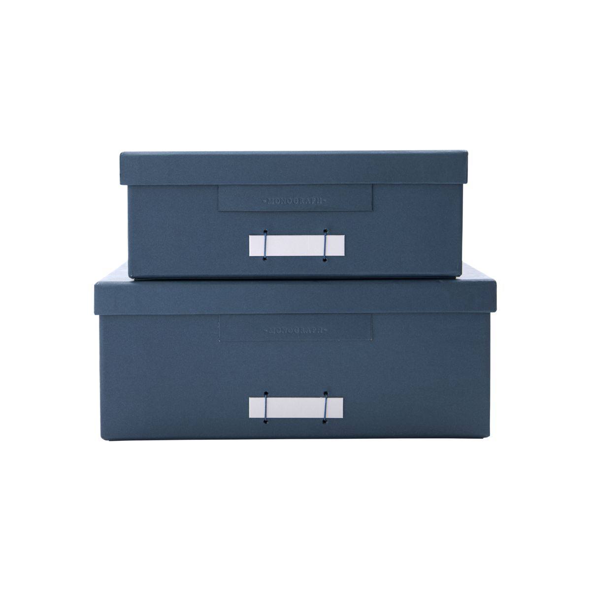 MONOGRAPH Papírový box na dokumenty Rectangle File Petrol Menší, modrá barva, papír