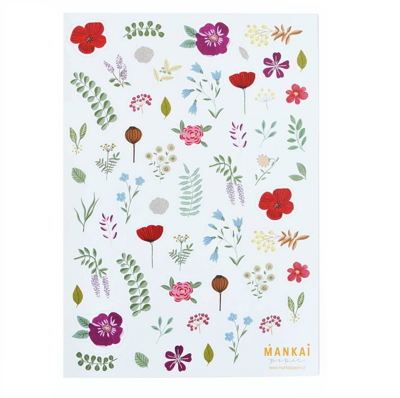 MANKAI Paper Samolepky Půlnoční zahrada, červená barva, fialová barva, modrá barva, zelená barva, žlutá barva, bílá barva, papír