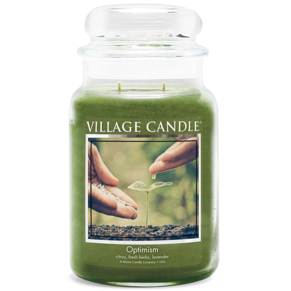 VILLAGE CANDLE Svíčka Village Candle - Optimism 602 g, zelená barva, sklo