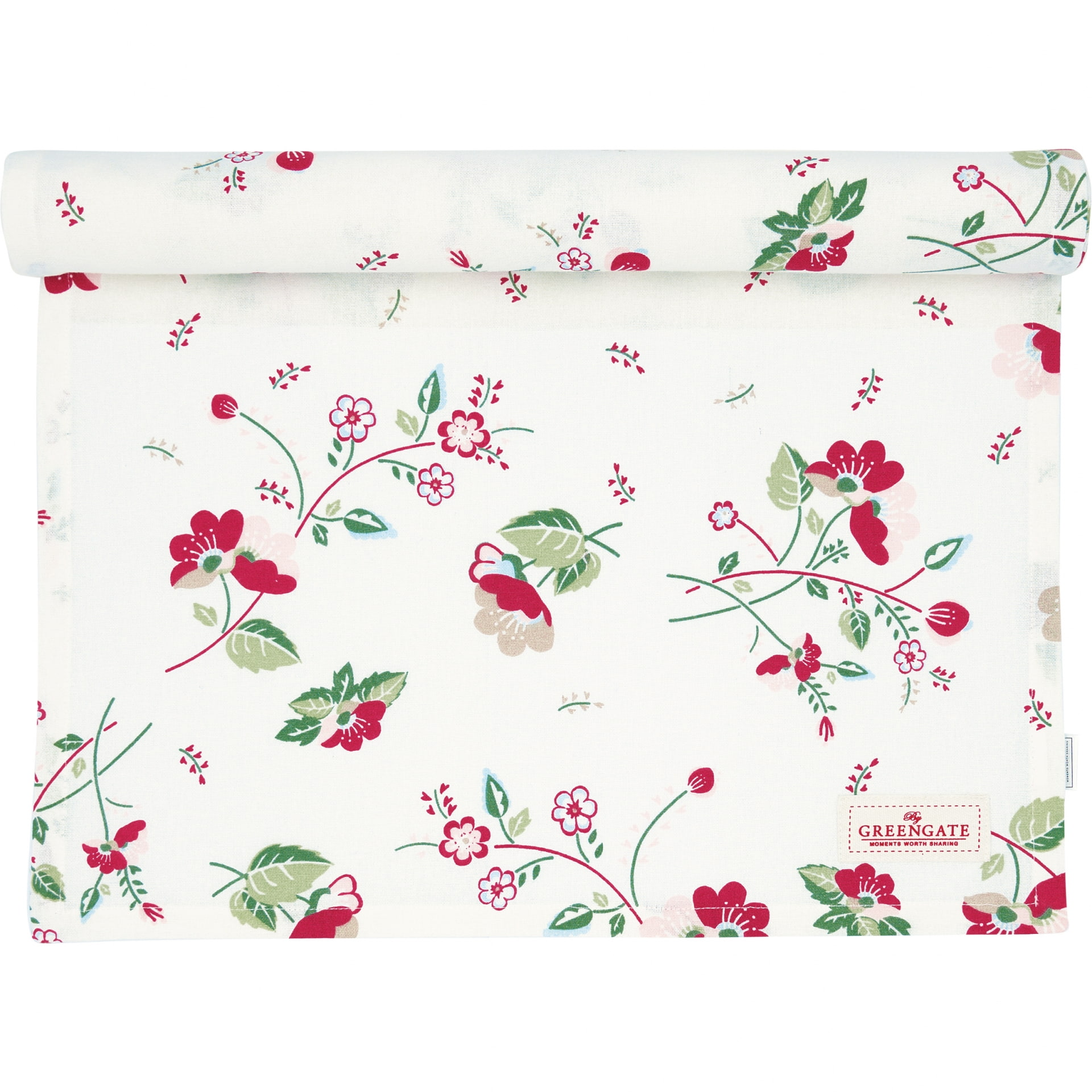 GREEN GATE Bavlněný běhoun Mozy Pale Pink 140 × 45 cm, červená barva, textil