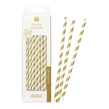 Papierové slamky Gold Stripe - set 30 ks