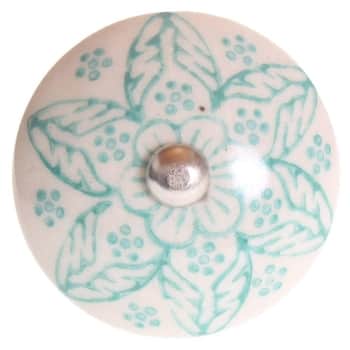 Porcelánová úchytka Beige Flower Green