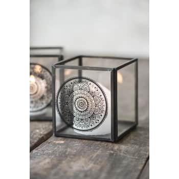 Skleněný svícen Rosette Black