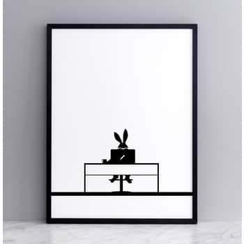 Sítotisk s králíkem Working Rabbit 30 x 40 cm