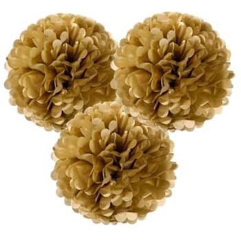 Dekorativní papírové pompomy Gold - set 3 ks