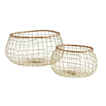 Drôtený kôš Bamboo & Antique Brass