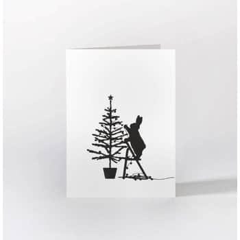 Vánoční přání Tree Trimming Rabbit