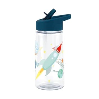 Detská fľaša so slamokou Space 450ml + samolepky
