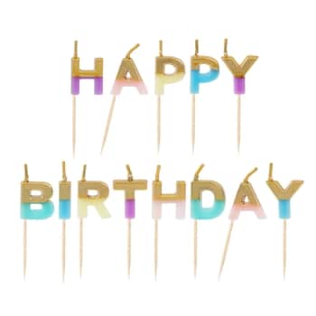 Dortové svíčky Happy Birthday Pastel