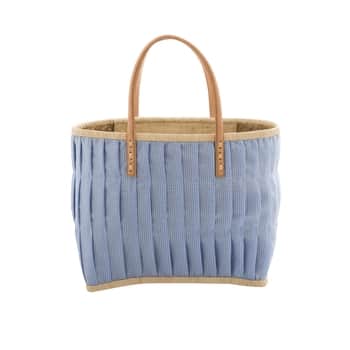 Nákupní taška z rafie Check Turquoise Medium