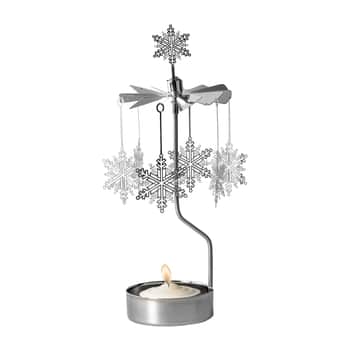 Rotující svícen Snowflakes Silver