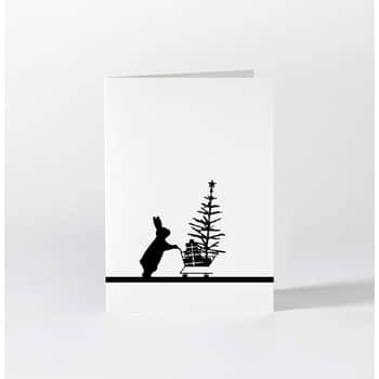 Černobílé vánoční přání Christmas Shopping Rabbit
