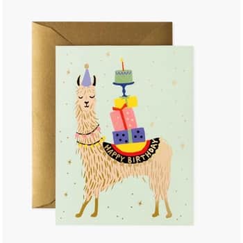 Přání se zlatou obálkou Llama Birthday