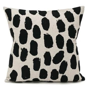 Lněný povlak na polštář Dots Black 48x48cm