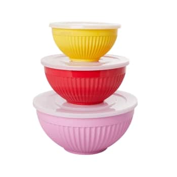 Melaminová miska s víčkem Pink/Red/Yellow