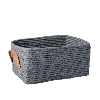 Úložný koš Raffia s koženými uchy Blue
