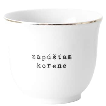 Porcelánový obal na květináč Zapúšťam korene 13 cm - SK