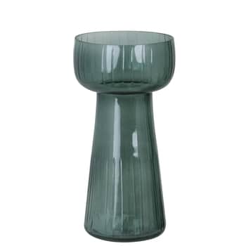 Skleněná váza Etched Stripe Dark Green Small