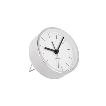 Dizajnový budík Minimal Steel White