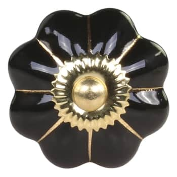 Porcelánová úchytka Black Brass Flower