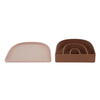 Detský silikónový set - miska a tanierik Rainbow 20 cm