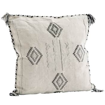 Bavlněný povlak na polštář Beige/Black/Grey 60x60 cm