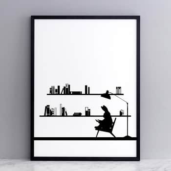 Sítotisk s králíkem Reading Rabbit 30 × 40 cm
