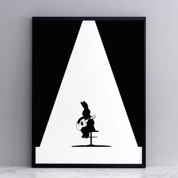 Sieťotlač s králikom s gitarou Guitar Rabbit 30 × 40 cm