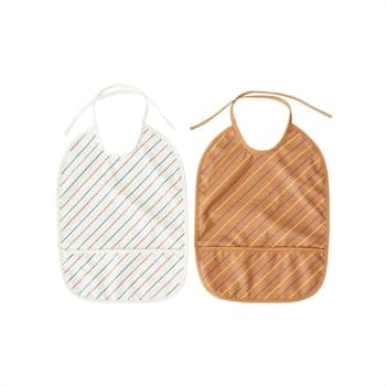 Dětský bryndák Striped Bib Mellow/ Caramel - set 2 ks