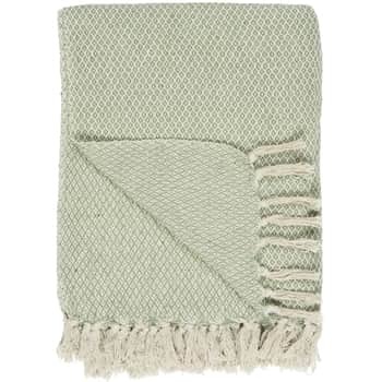 Bavlněný pléd Cream/Green pattern 160x130
