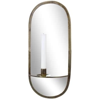 Nástěnné zrcadlo se svícnem Antique Brass