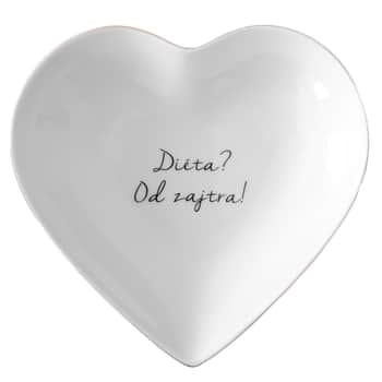 Porcelánový talířek ve tvaru srdce Diéta? Od zajtra! 16 cm - SK